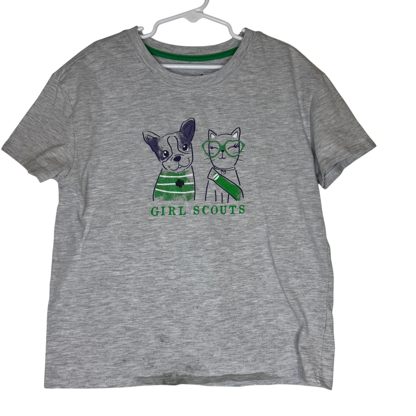 Girl Scouts Cat Dog Graphic Tee Size Kids Medium 10/12 Fair